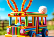 扭扭棒交通工具：兔子巴士的融合