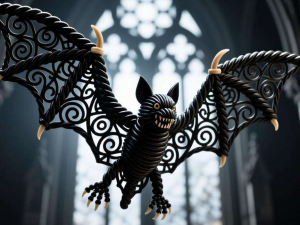 扭扭棒万圣节蝙蝠：翅膀的暗黑风格