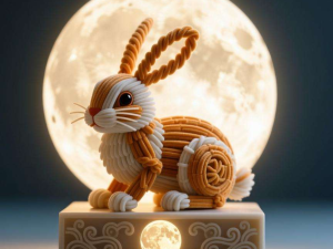 扭扭棒中秋玉兔：月亮底座设计