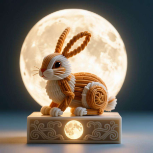 扭扭棒中秋玉兔：月亮底座设计