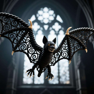 扭扭棒万圣节蝙蝠：翅膀的暗黑风格